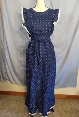 Vintage 60s/70s Design House Blue Apron Dress